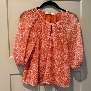 Abercrombie & Fitch Coral Blouse with White Print